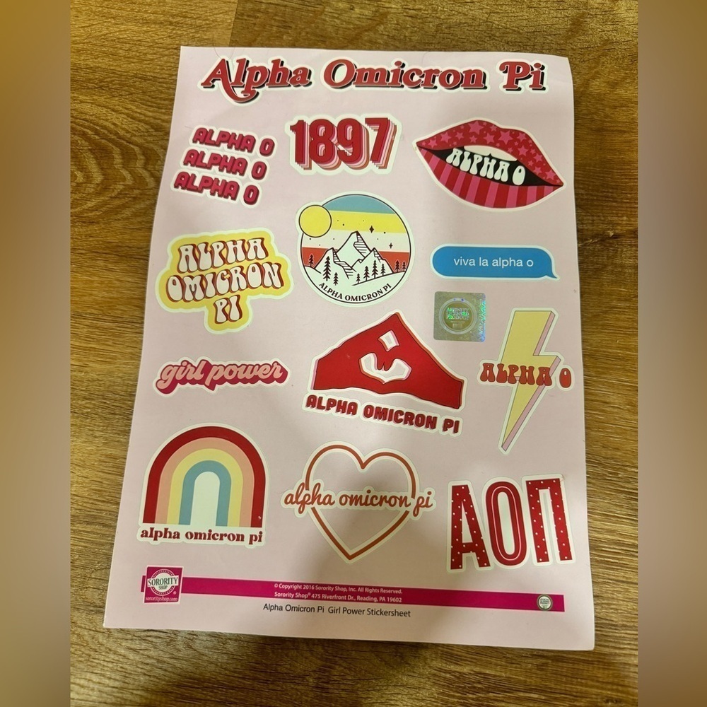 Alpha Omicron Pi sticker sheet​